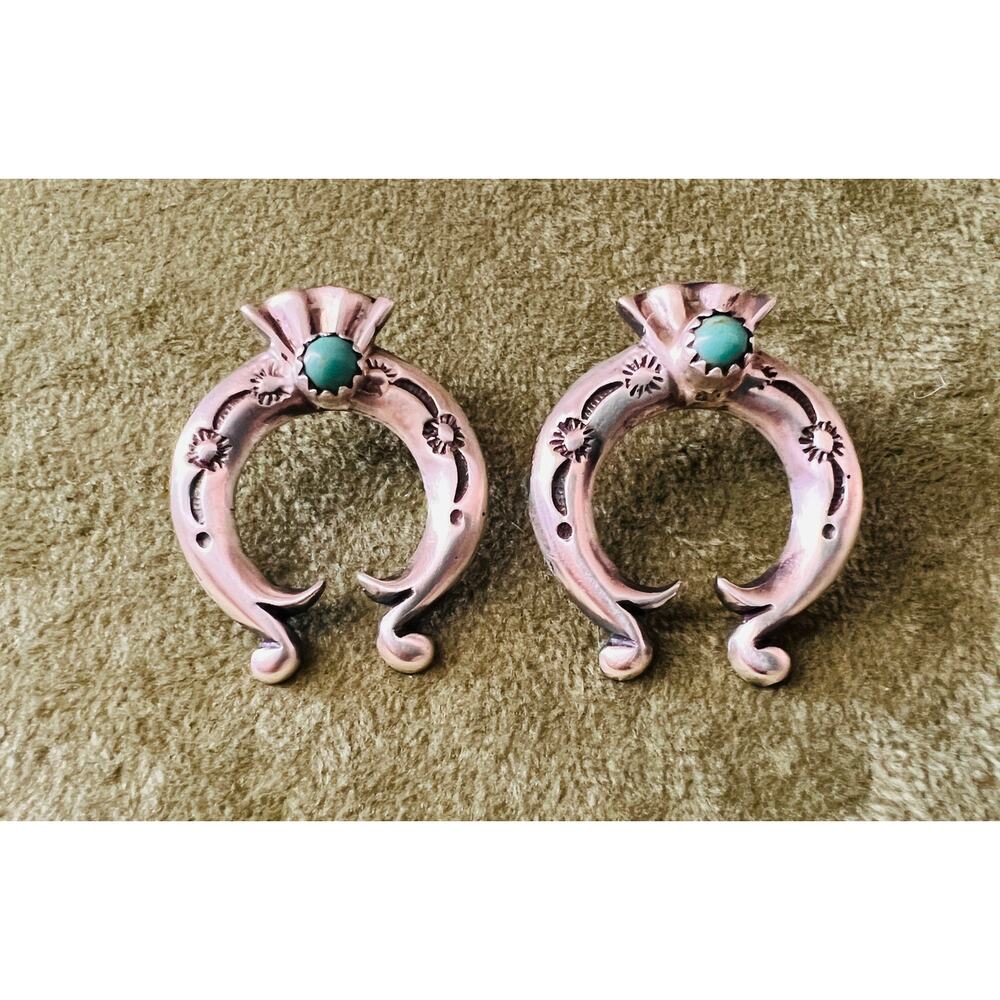 Native Turquoise Sterling Silver Naja Earrings Turquoise Southwest